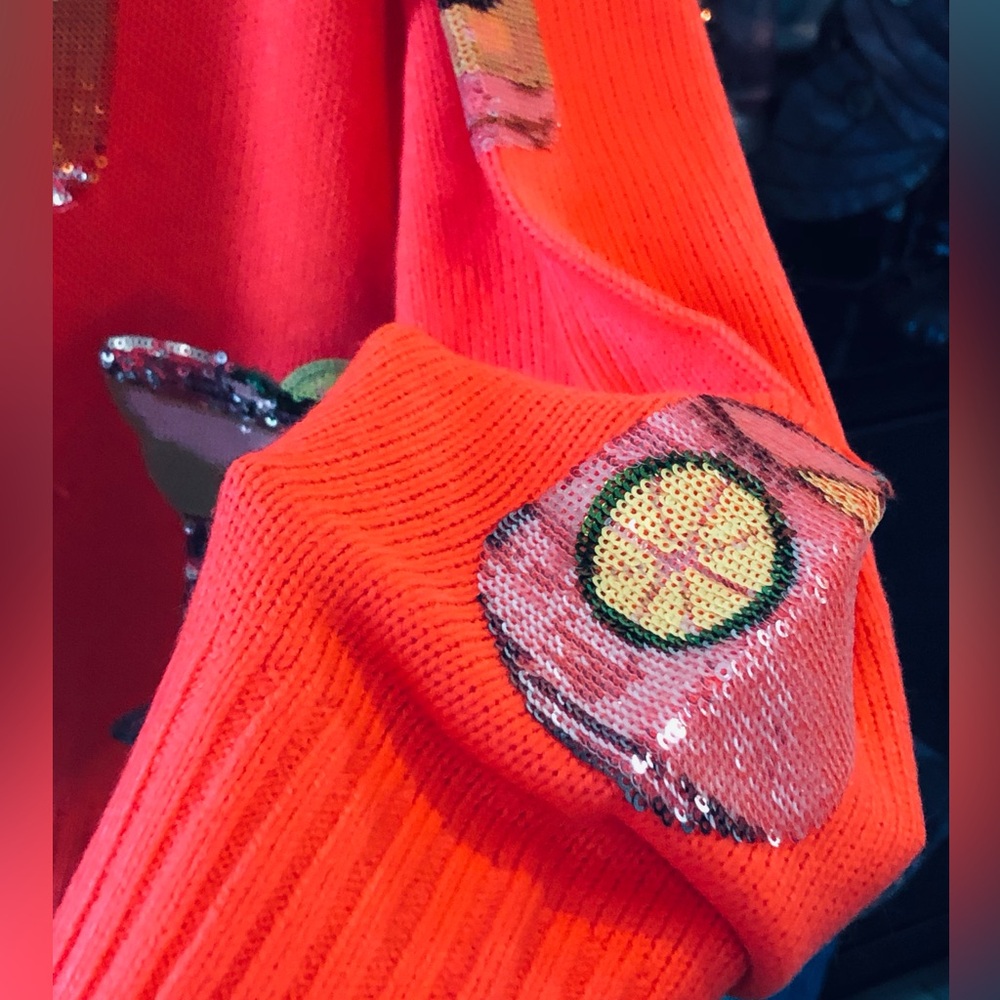 Queen of Sparkles Bright Orange 🍹 Cocktail Women's Cardigan - Picture 8 of 11